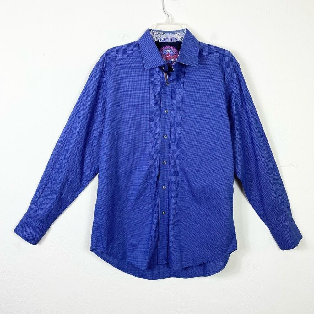 Robert Graham Blue Circle Pattern Long Sleeve Button Up Dress Shirt Size M